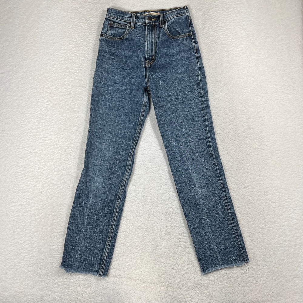 Levis Premium 70s High Slim Straight Jeans Womens 25 (24.5x26) Blue Denim